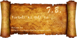 Turbéki Béla névjegykártya