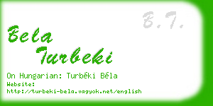 bela turbeki business card